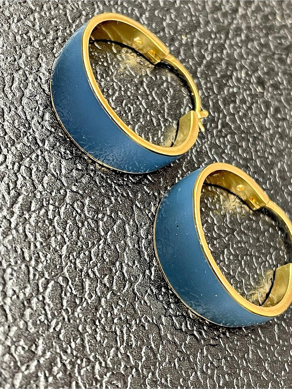 Blue & Gold Hoop Earrings
